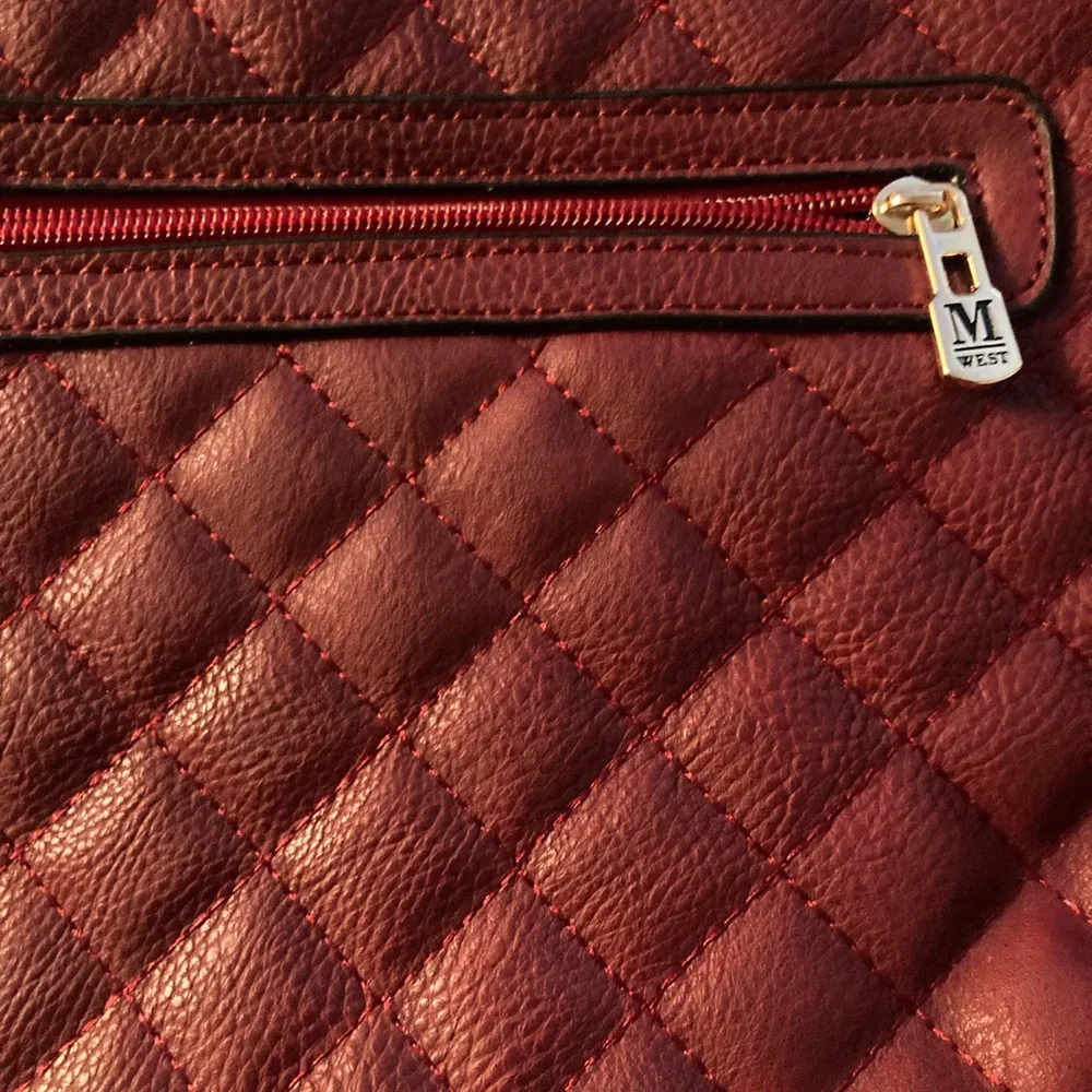 Montana West Quilted Burgundy Shoulder Bag - Picture 3 of 12
